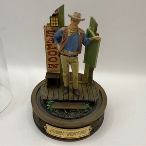 Franklin Mint John Wayne Saloon Figurine Under Domed Glass